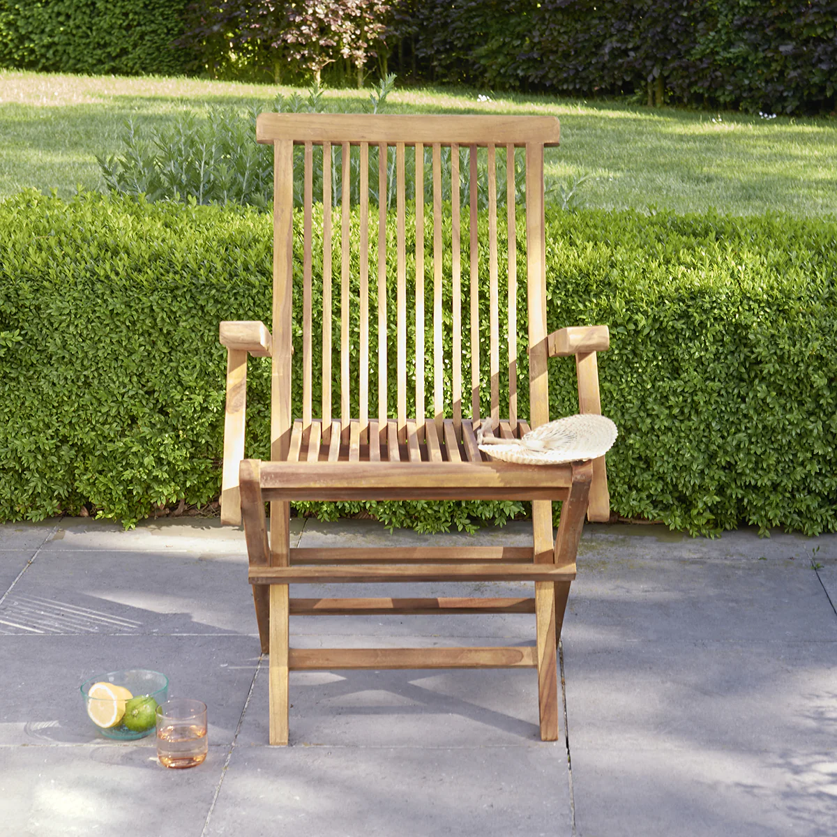 Sillón de exterior plegable de teca maciza aceitada - Image 3