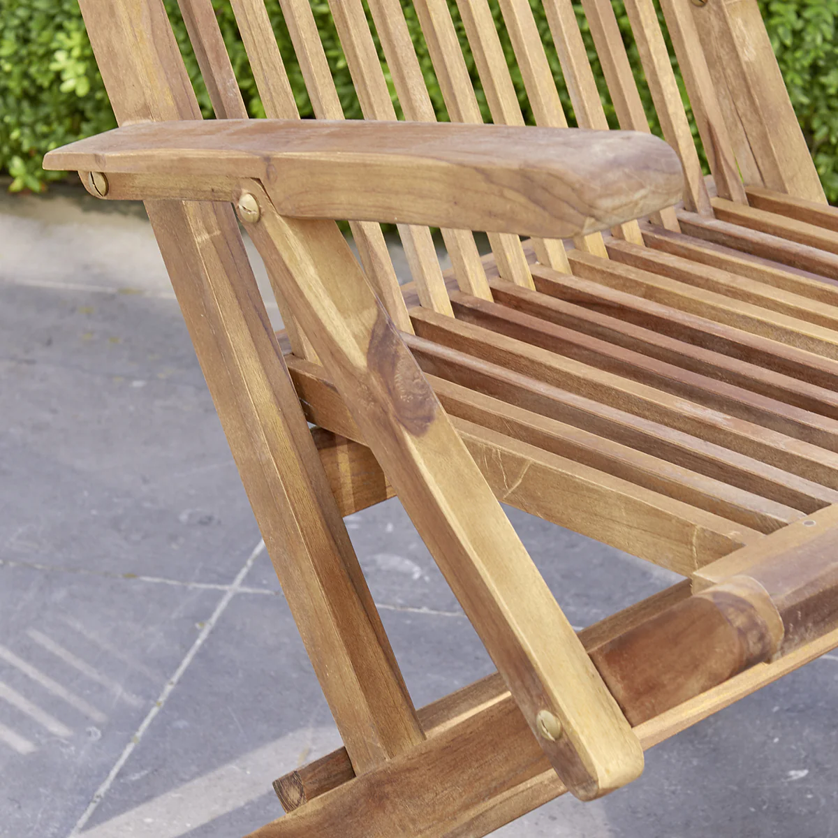 Sillón de exterior plegable de teca maciza aceitada (juego de 4) - Image 5