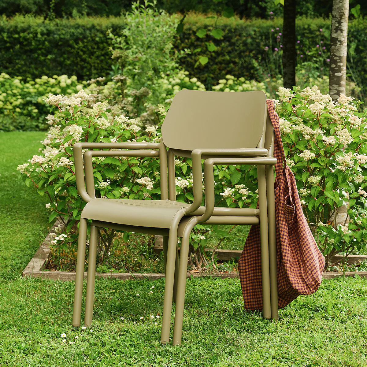 Sillón de jardín de aluminio y tela beige jaspeada (juego de 2) - Image 3