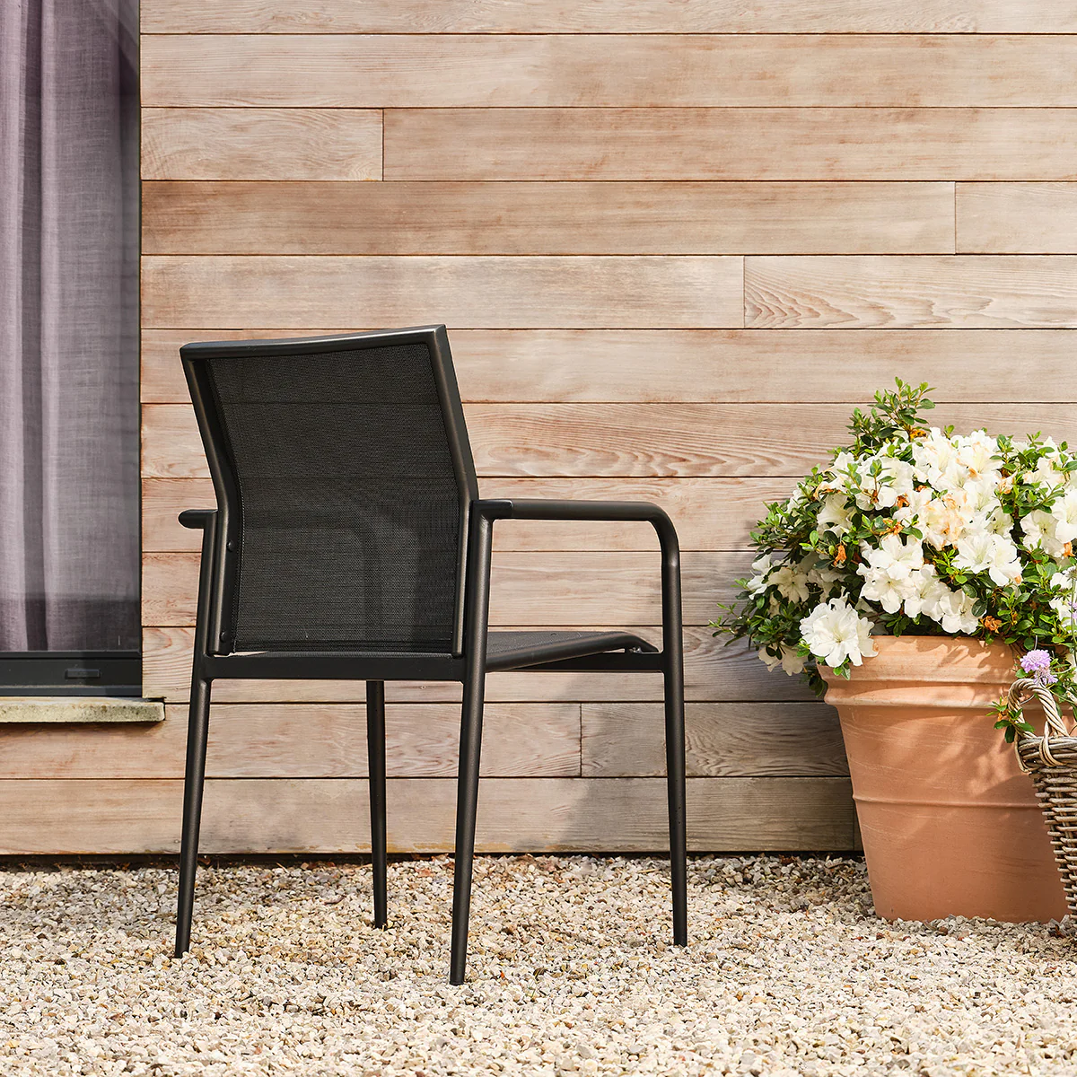 Sillón de jardín de aluminio y textilena negro mate (juego de 2) - Image 5