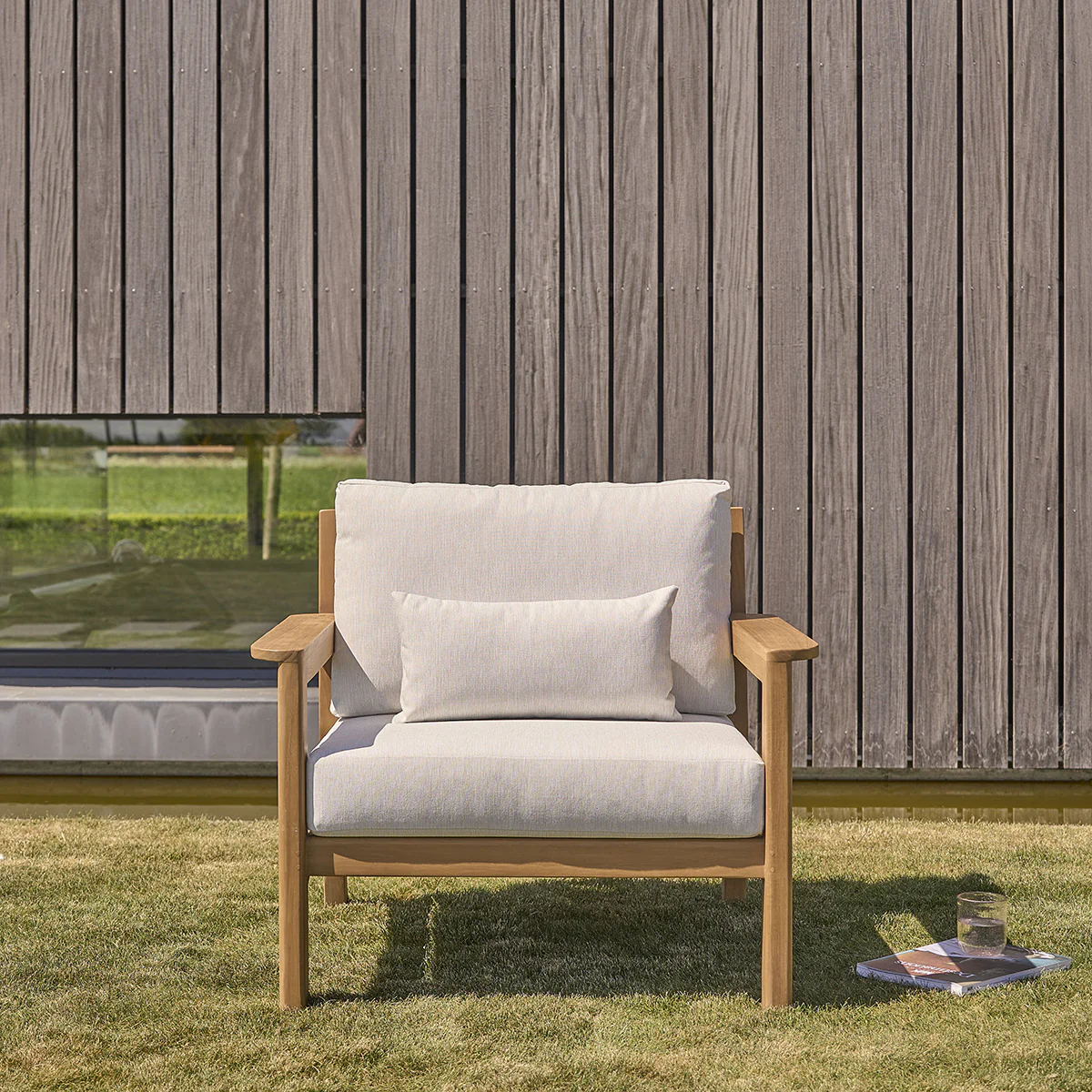 Sillón de jardín de teca maciza con cojines - Image 3