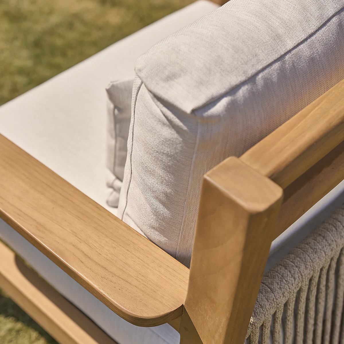 Sillón de jardín de teca maciza con cojines - Image 4