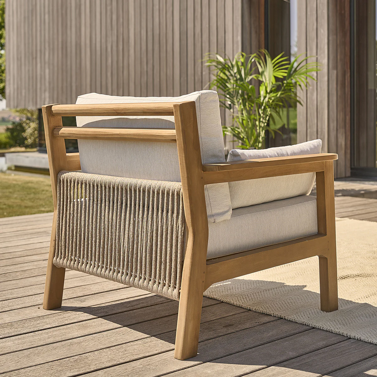 Sillón de jardín de teca maciza con cojines - Image 7