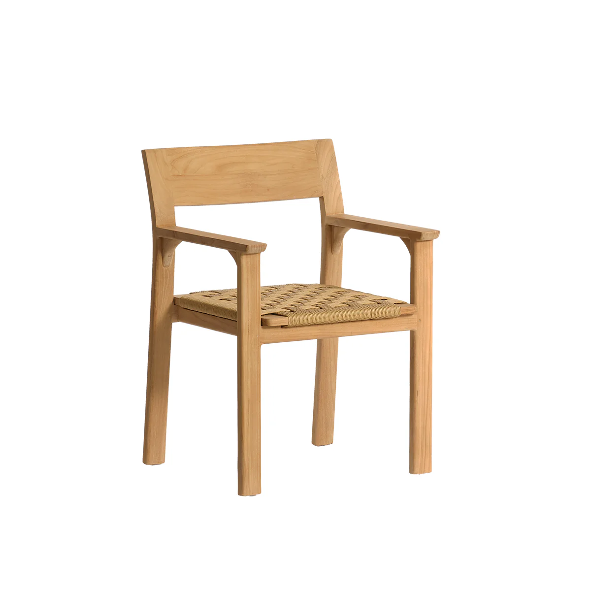 Sillón de jardín de teca maciza y ratán - Image 2