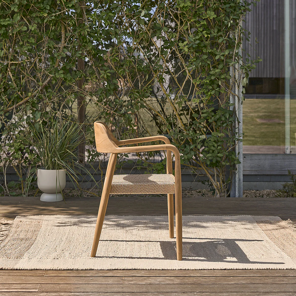 Sillón de jardín de teca maciza y cuerda - Image 3
