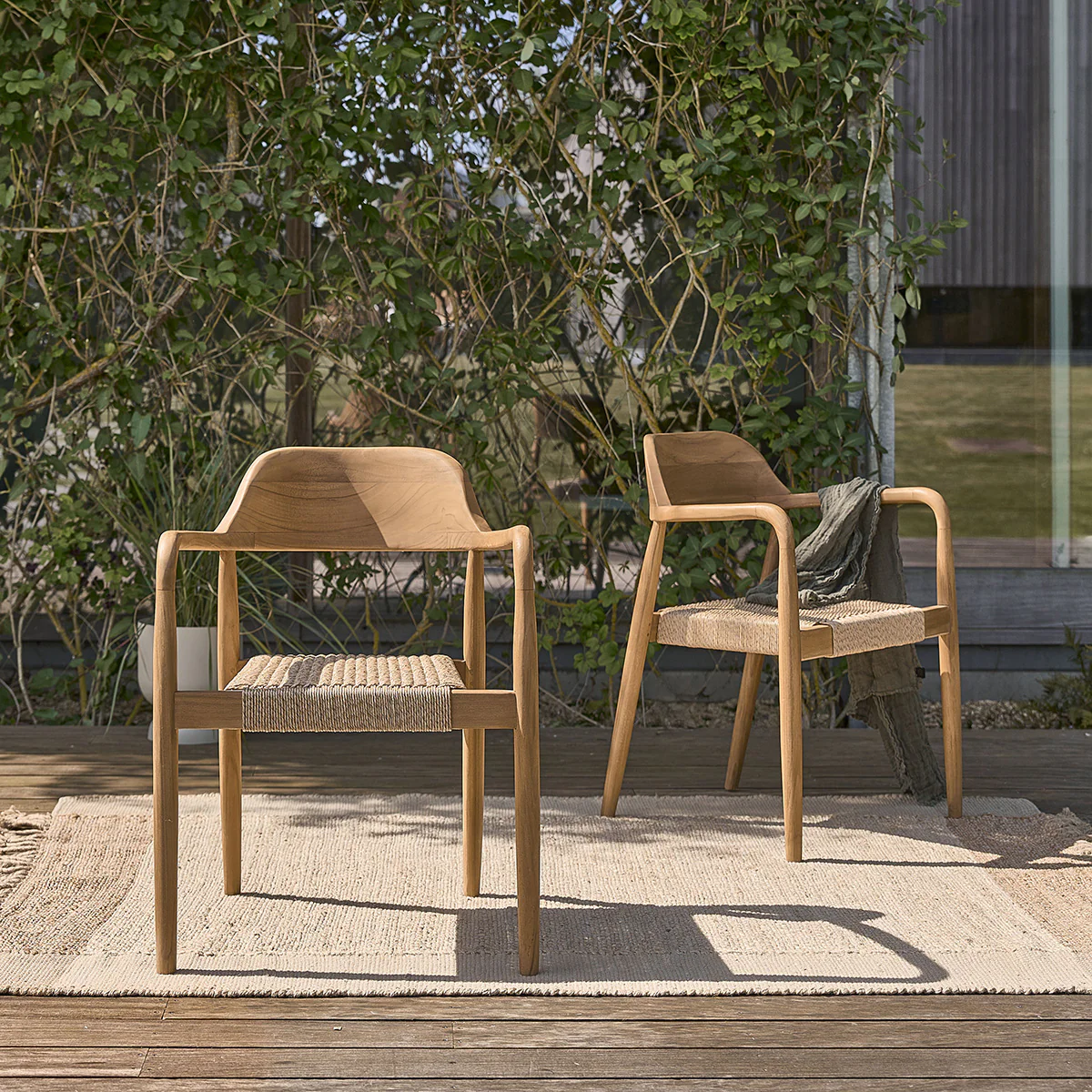 Sillón de jardín de teca maciza y cuerda - Image 4
