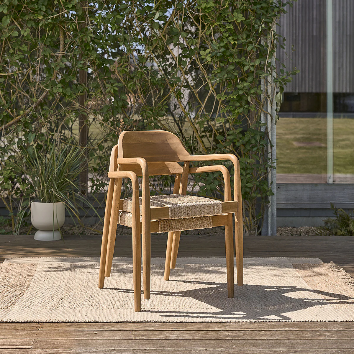 Sillón de jardín de teca maciza y cuerda - Image 8