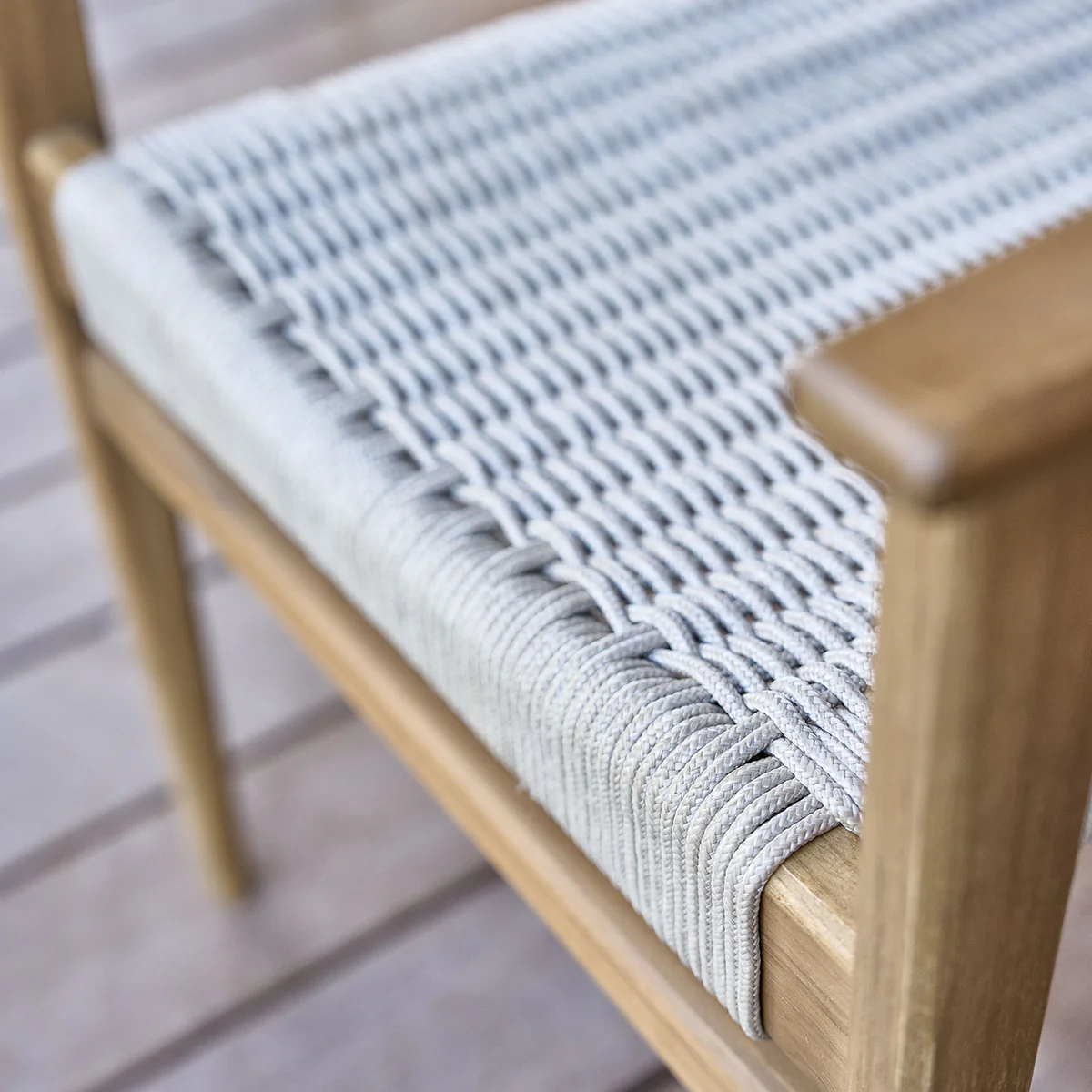 Sillón de jardín de teca maciza y cuerda beige (lote de 2) - Image 5