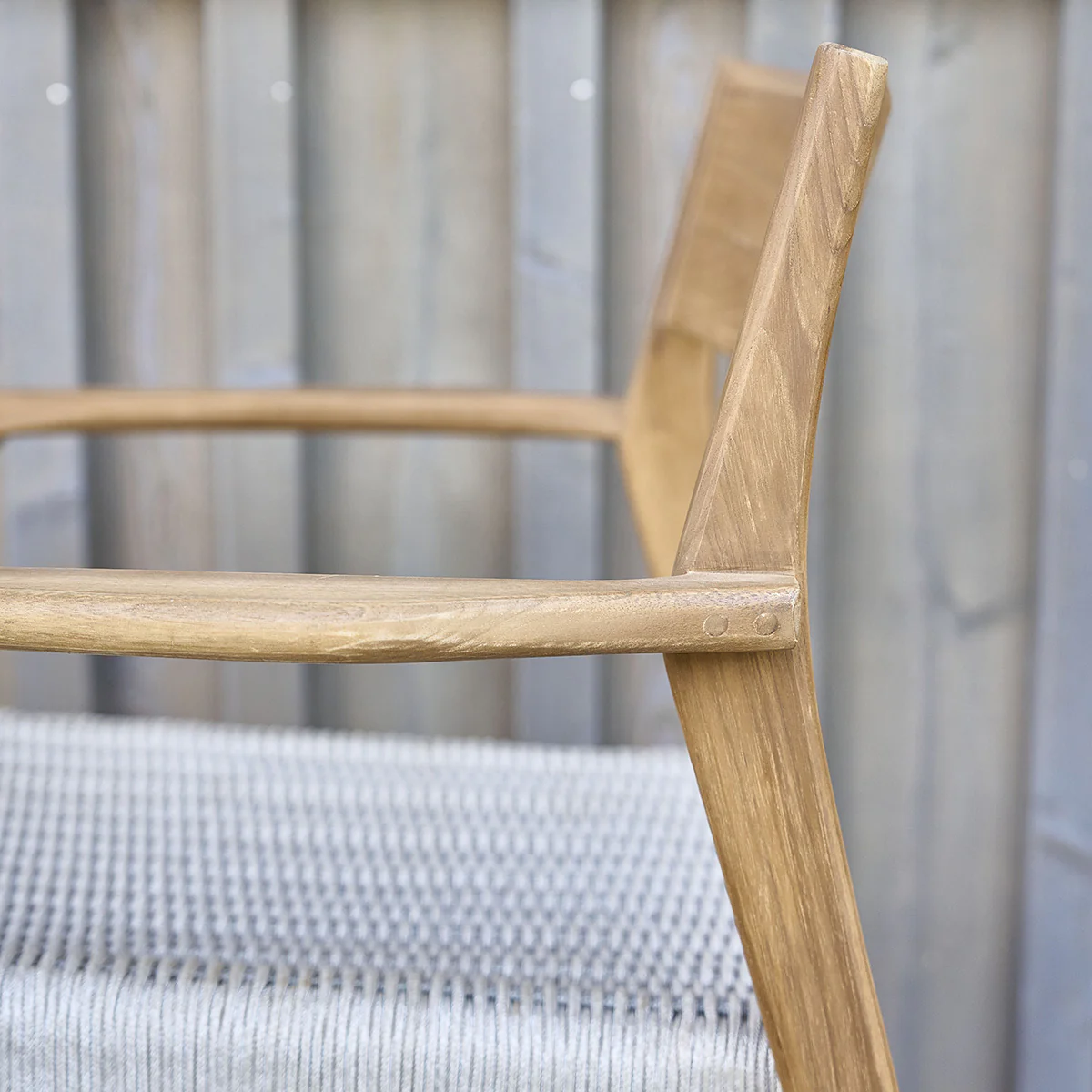 Sillón de jardín de teca maciza y cuerda beige (lote de 2) - Image 6