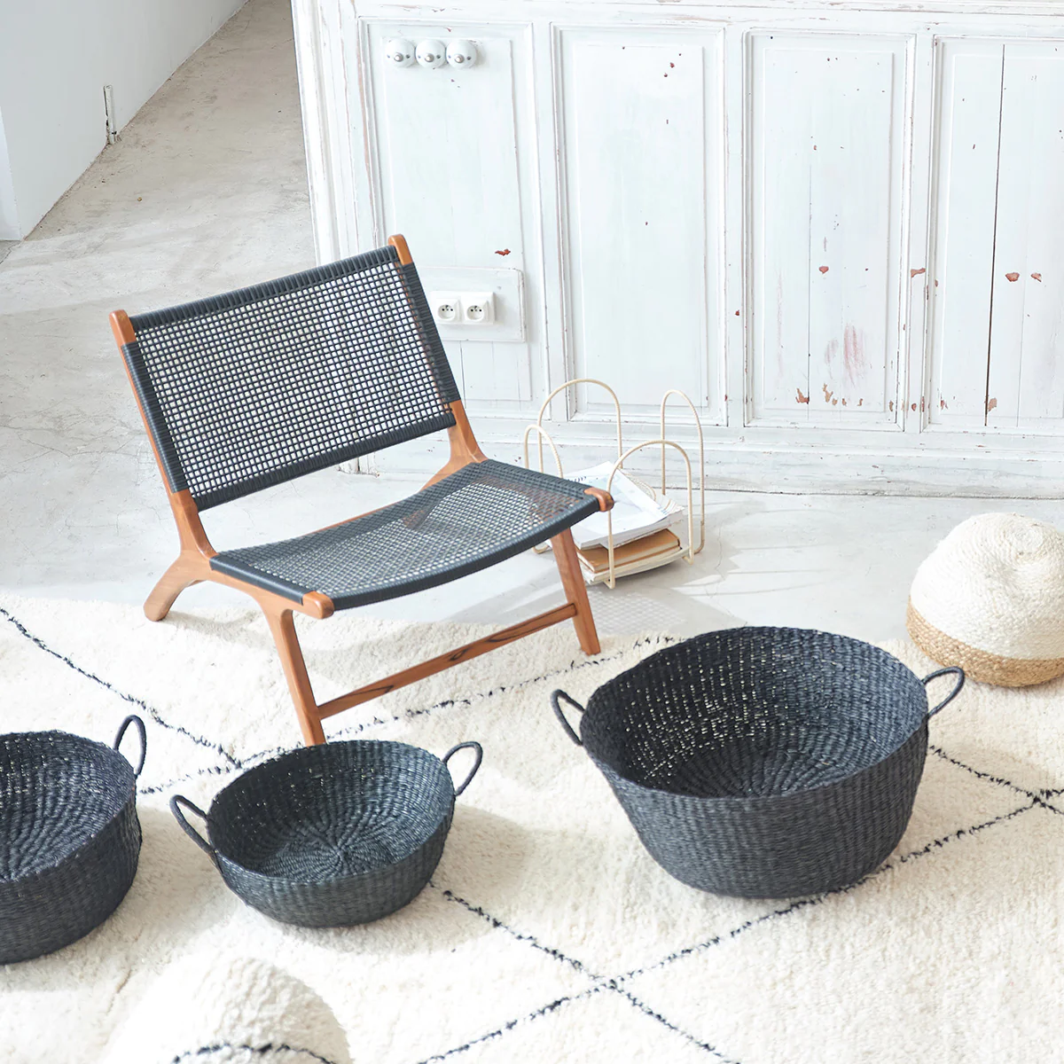 Sillón de teca maciza y tejido - Image 6