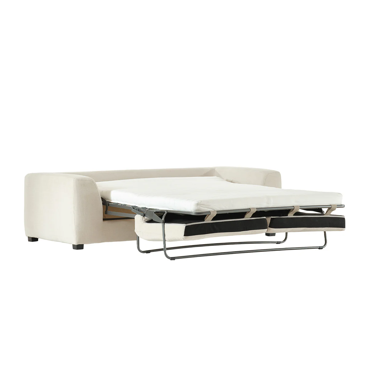 Sofá recto convertible de 3 plazas en tejido efecto lino crudo - Image 3