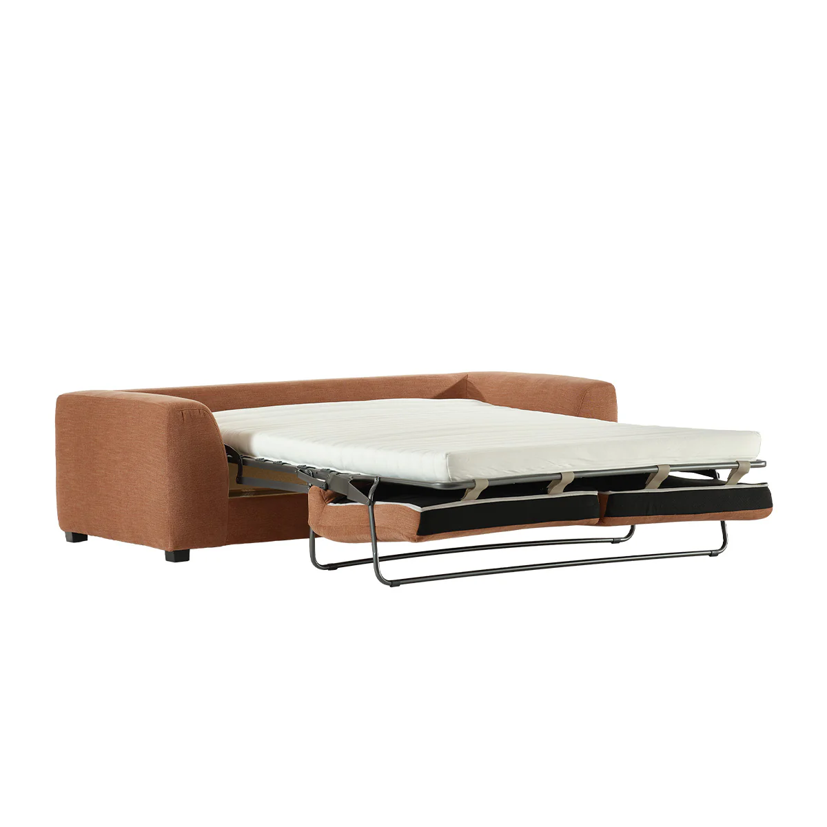 Sofá recto convertible de 3 plazas en tejido efecto lino terracota - Image 3