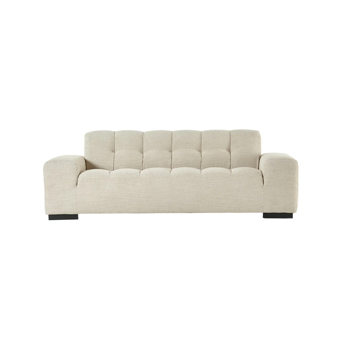 Sofá recto de 3 plazas en tejido texturizado beige jaspeado - Image 2
