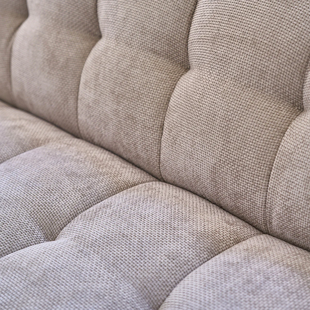 Sofá recto de 3 plazas de terciopelo trenzado beige - Image 5
