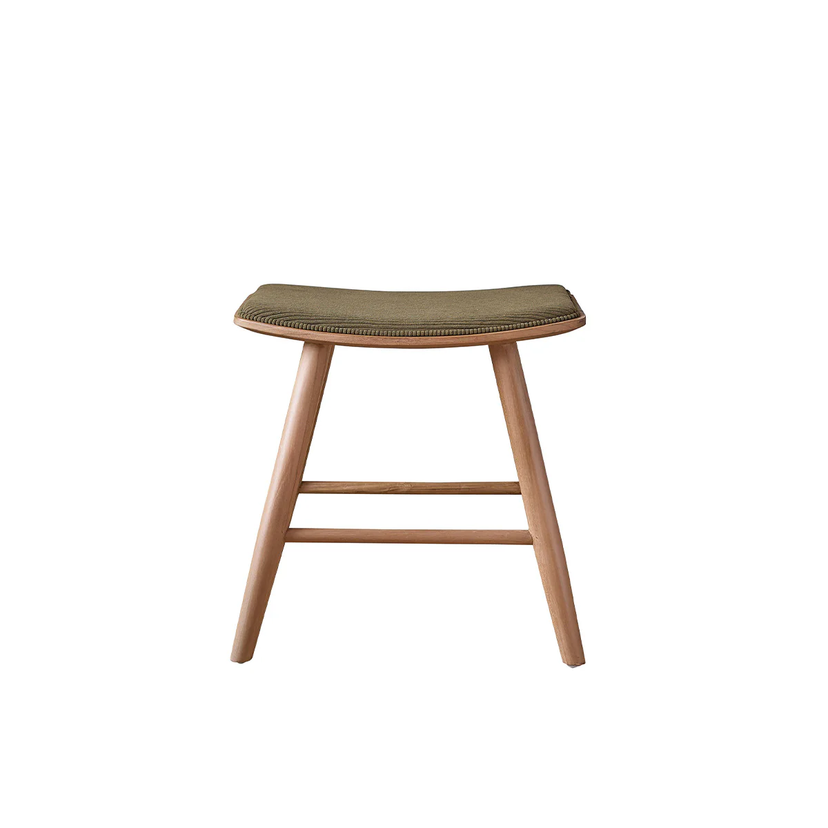 Taburete de madera de teca con asiento de terciopelo 45 cm - Image 2