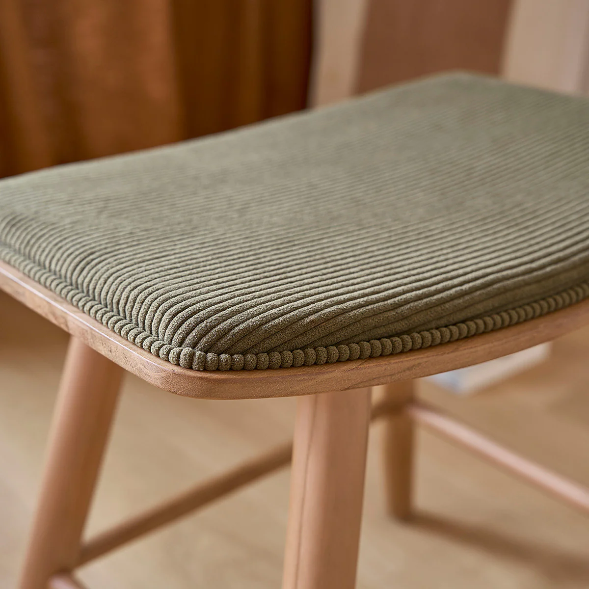 Taburete de madera de teca con asiento de terciopelo 45 cm - Image 6