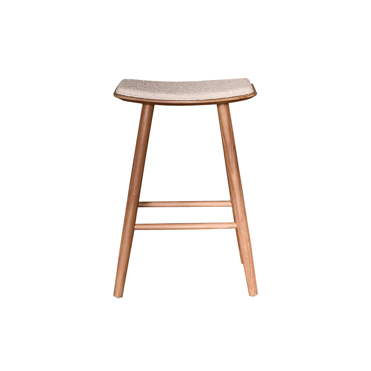 Taburete de teca maciza, asiento de bouclette 65 cm - Image 2