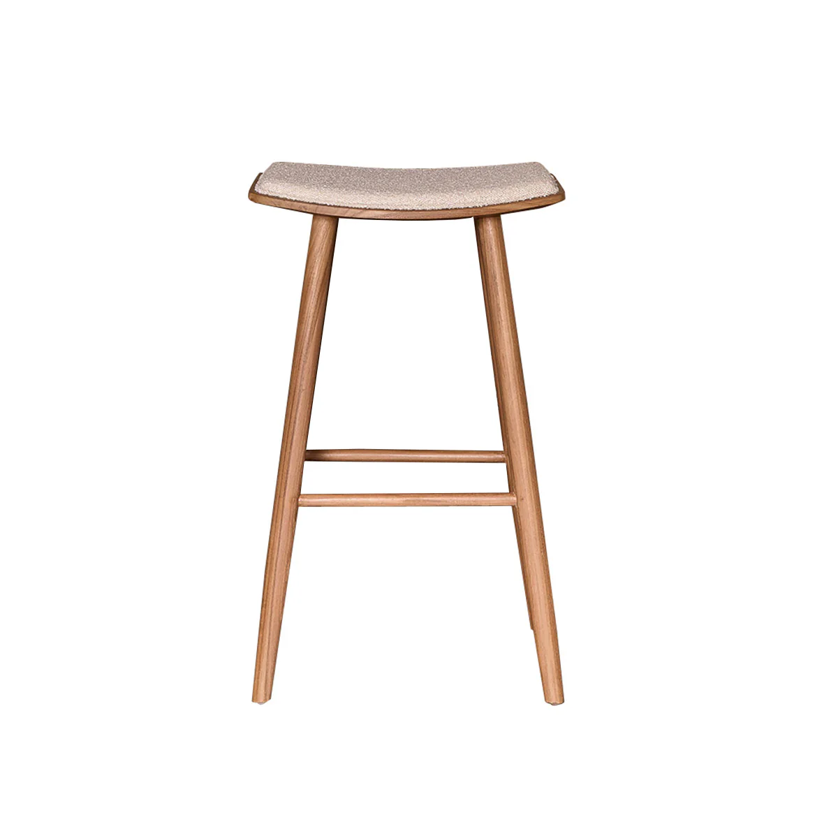 Taburete de teca maciza, asiento de bouclette 75 cm - Image 2