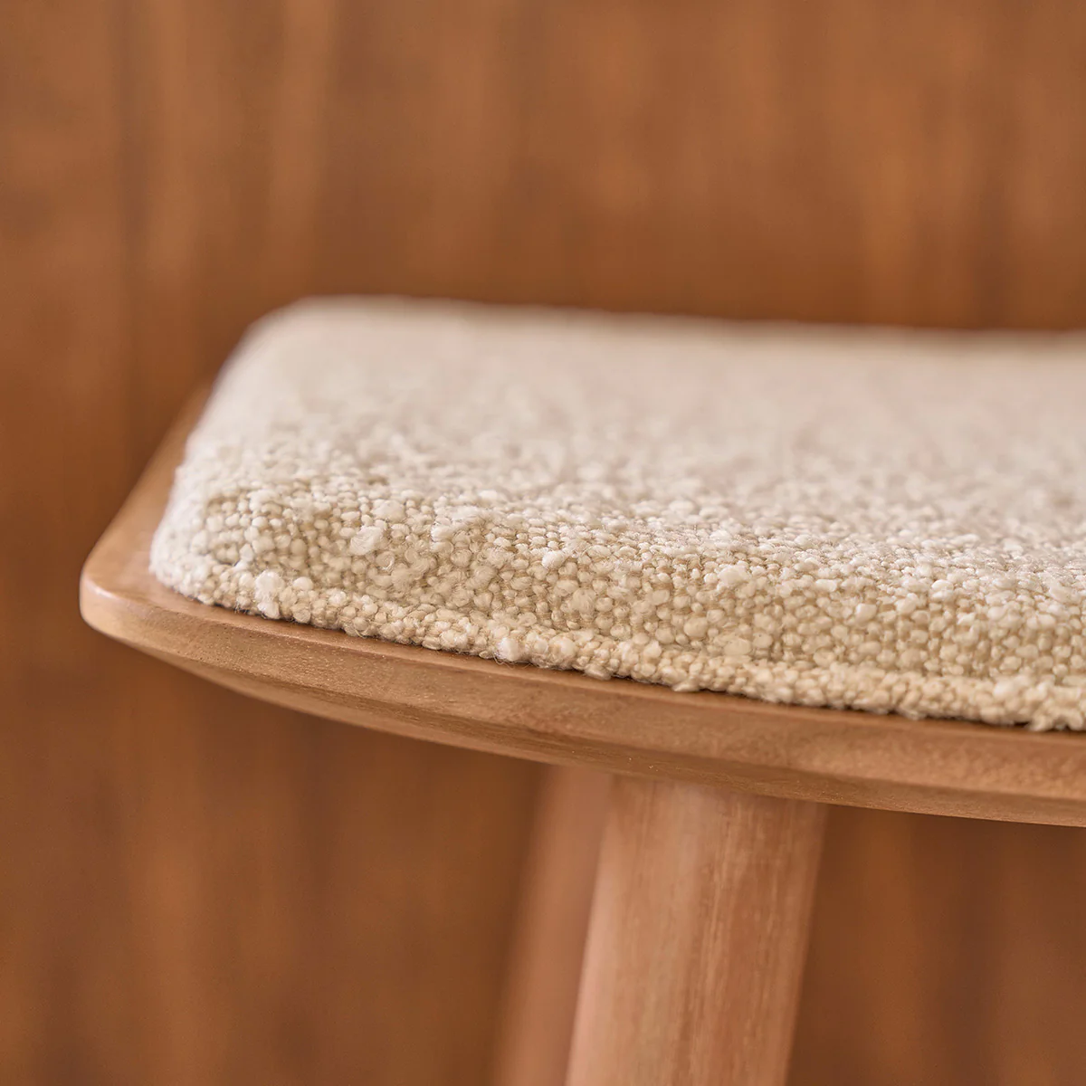 Taburete de teca maciza, asiento de bouclette 75 cm - Image 6