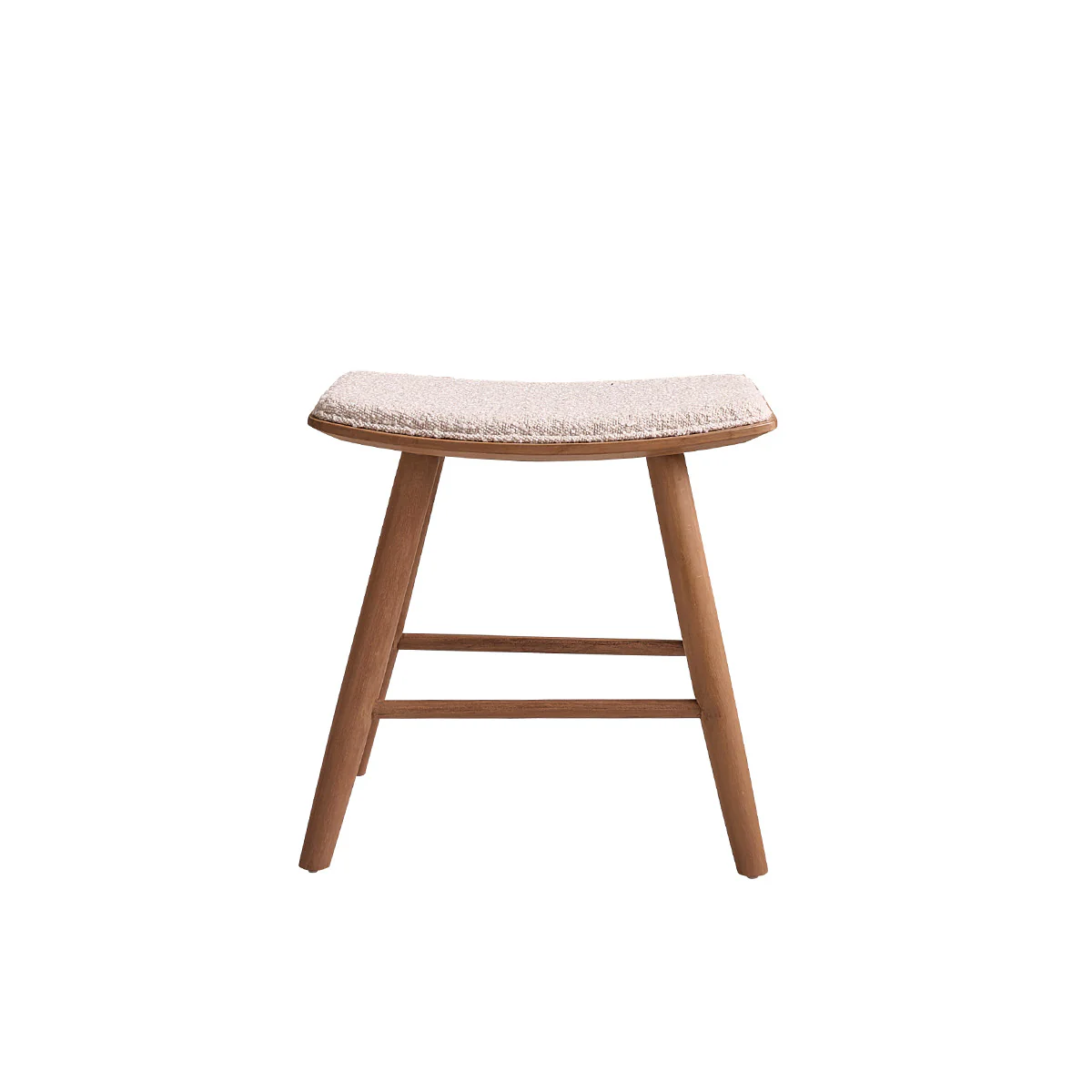 Taburete de teca maciza, asiento de bouclette 45 cm - Image 2