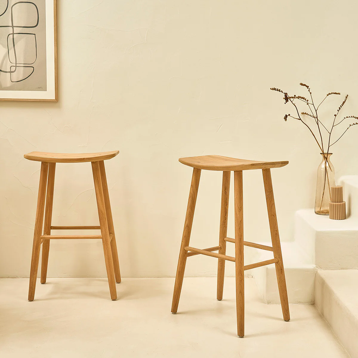 Taburete de teca maciza de 75 cm - Image 4