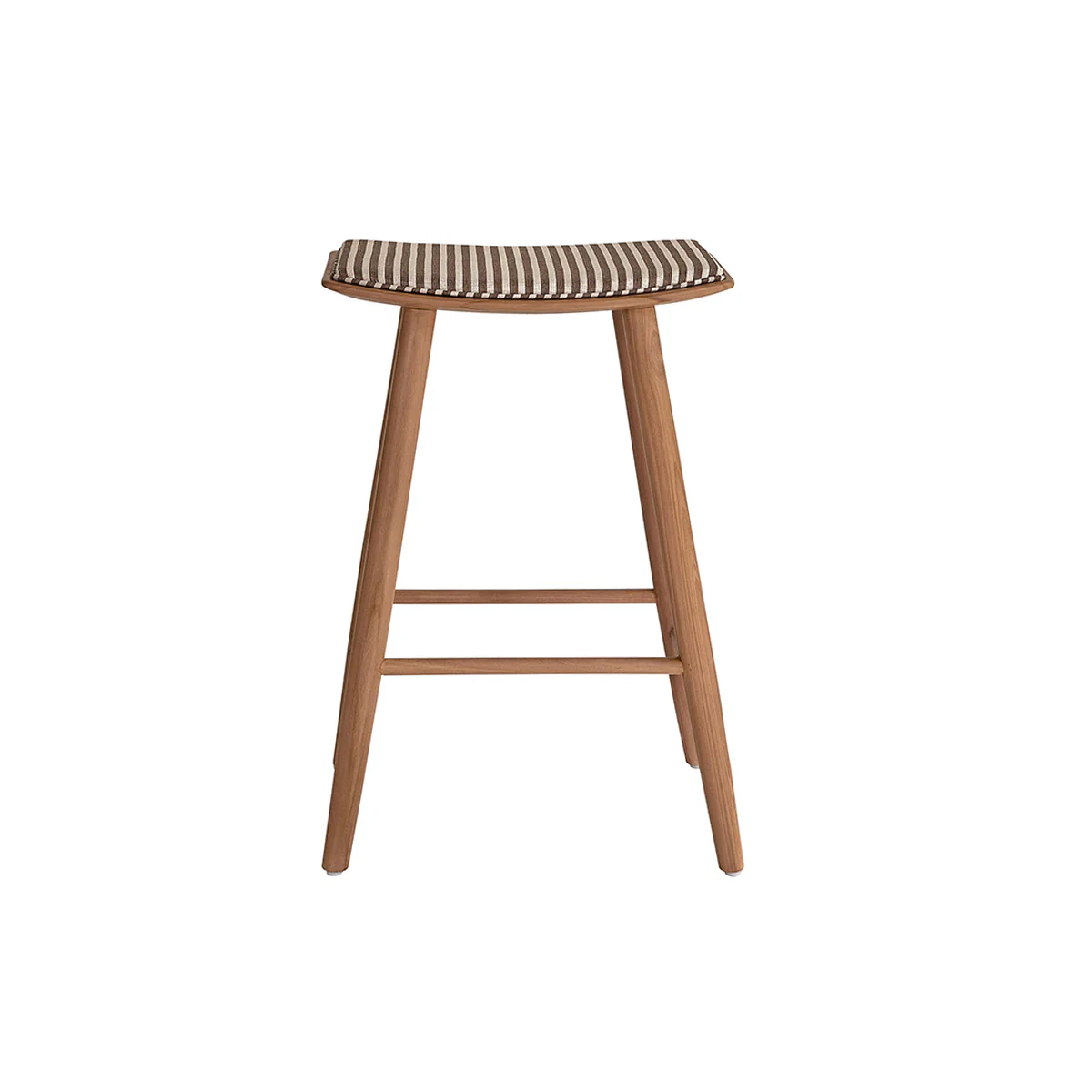 Taburete de teca maciza con asiento de rayas 65 cm - Image 2