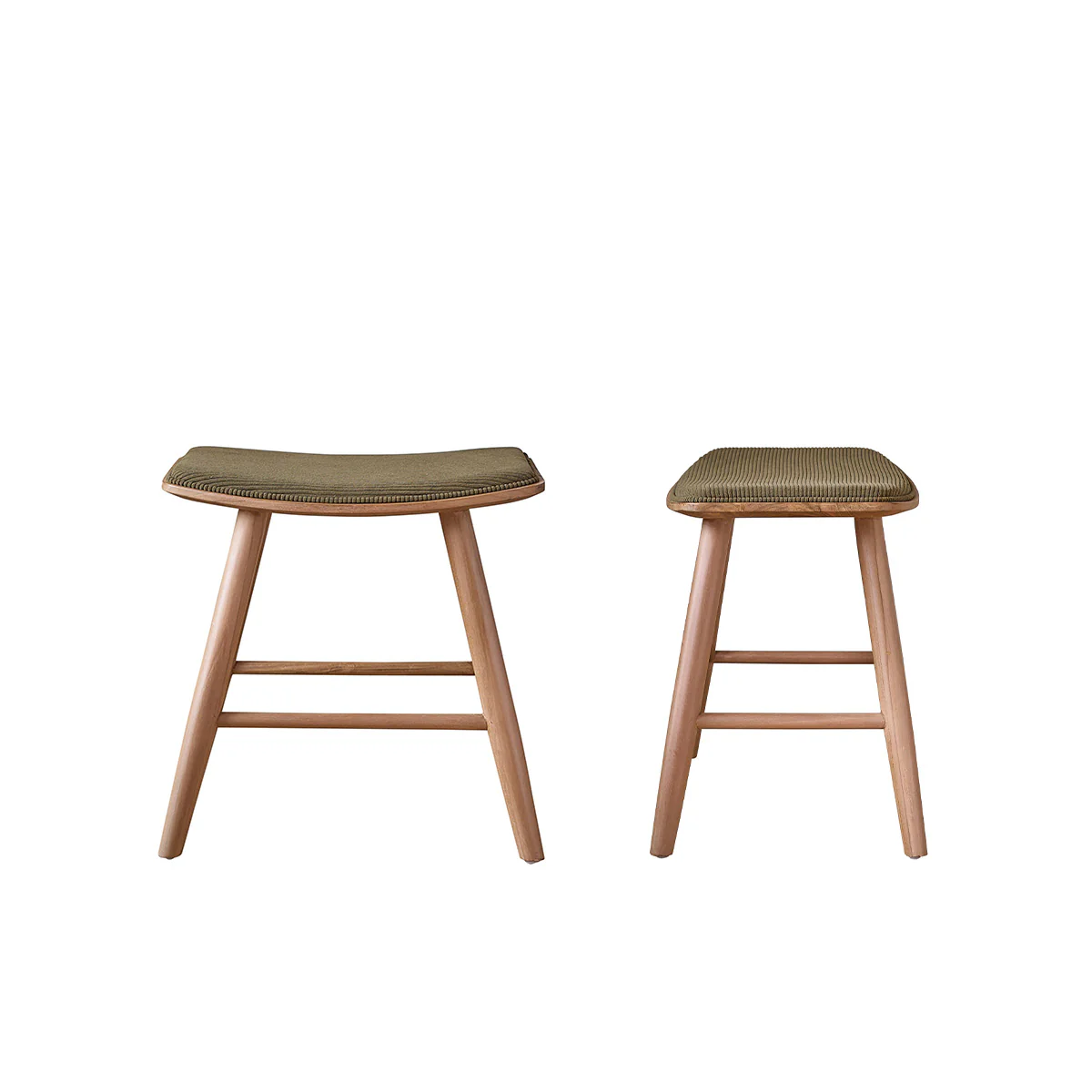 Lote de 2 taburetes de madera de teca con asiento de terciopelo 45 cm - Image 2